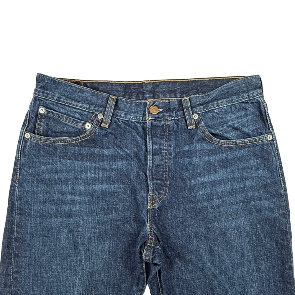 Levis 501 Original Fit Jeans Dark Wash Indigo Straight Leg Button Fly Mens 31x32 - Picture 2 of 8
